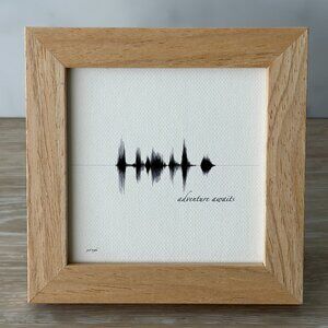 NEW Adventure Awaits Soundwave Framed Canvas 4x4in Black White Minimalist Rustic